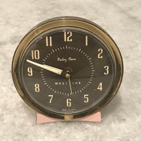 Vintage Westclox Baby Ben Wind-Up Alarm Clock Pink Made in USA Mid Century Desk - Picture 1 of 7